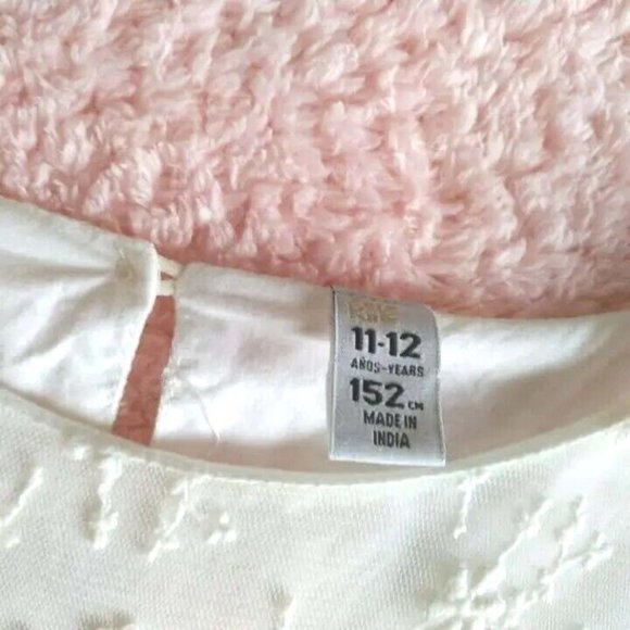 Zara Kids Cream Ivory Lace Dress 11 to 12 Beaded Drop Waist Easter Wedding - Picture 9 of 11